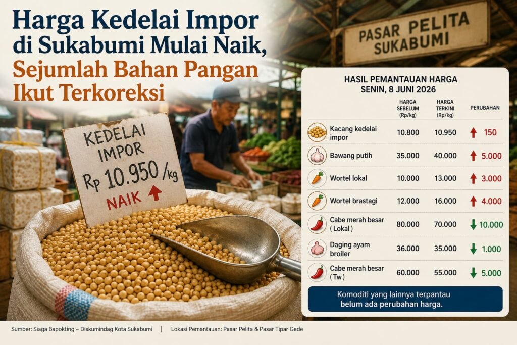 Awal Juni 2026, Kenaikan Kedelai dan Bawang Putih Warnai Pergerakan Harga Pangan di Sukabumi
