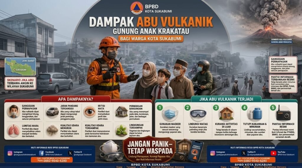 BPBD Kota Sukabumi Imbau Warga Waspada Abu Vulkanik Anak Krakatau, Ini Langkah yang Harus Dilakukan